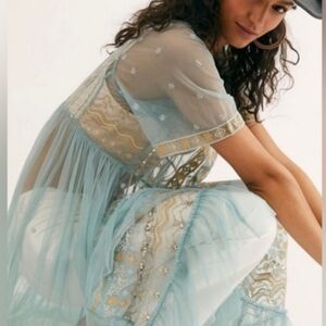 Free People XL Sheer Aqua Dress